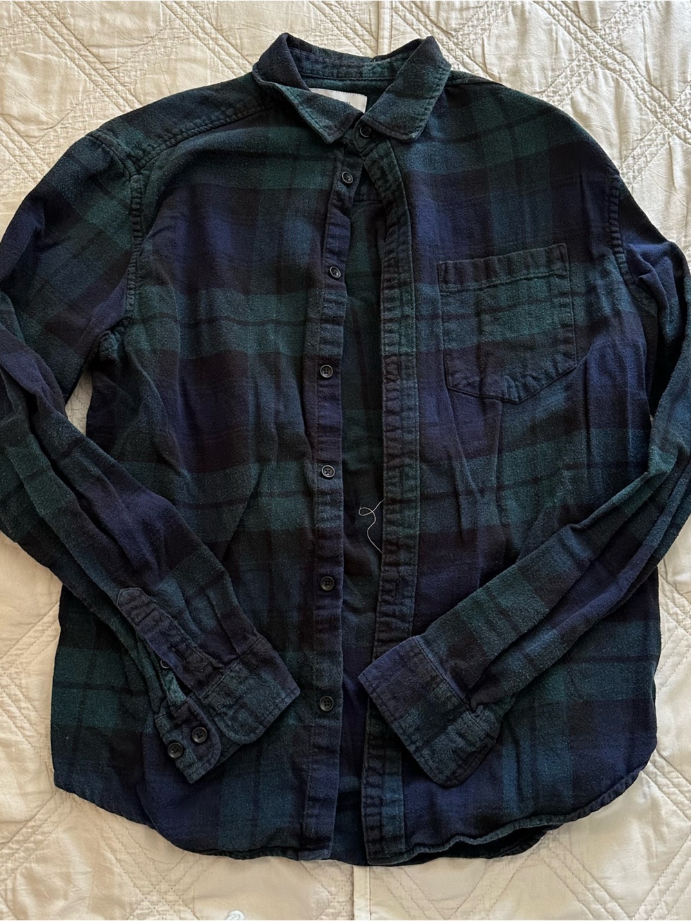 Urban Outfitters 100% Cotton Green & Blue Plaid Button-Up Flannel Shirt